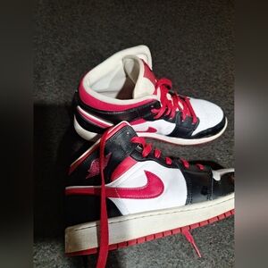 Jordan Kids Black and Red High-Top Sneakers